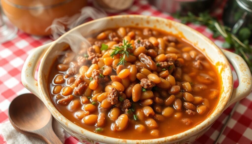 baked beans and ground beef