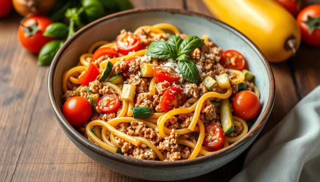 ground turkey pasta with vegetables