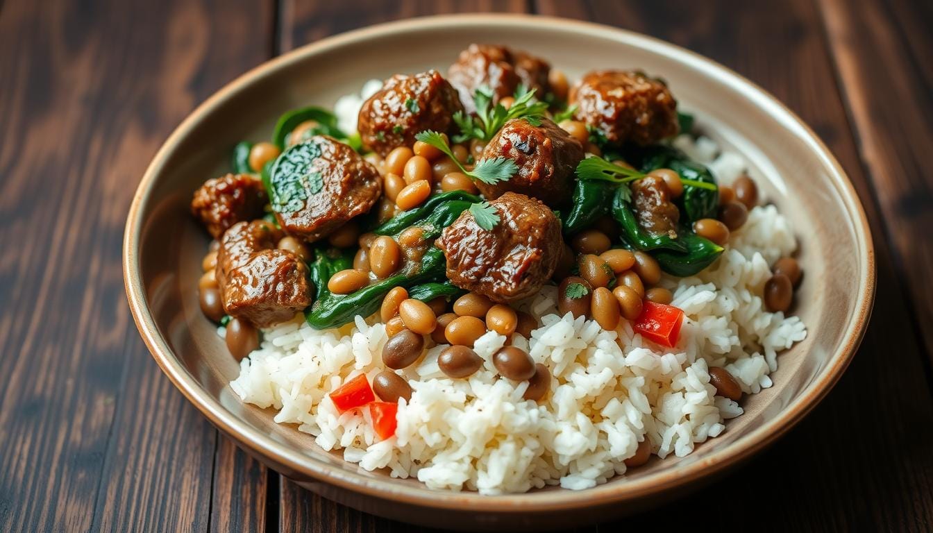 lamb lentils rice spinach recipe