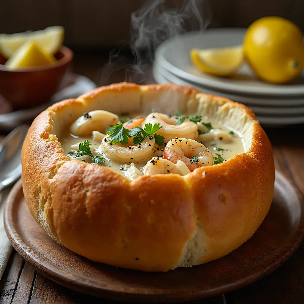 seafood bread bowl