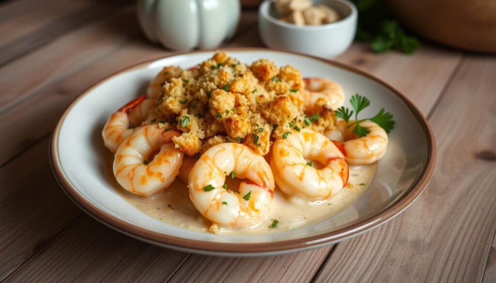 Garlic shrimp gratin