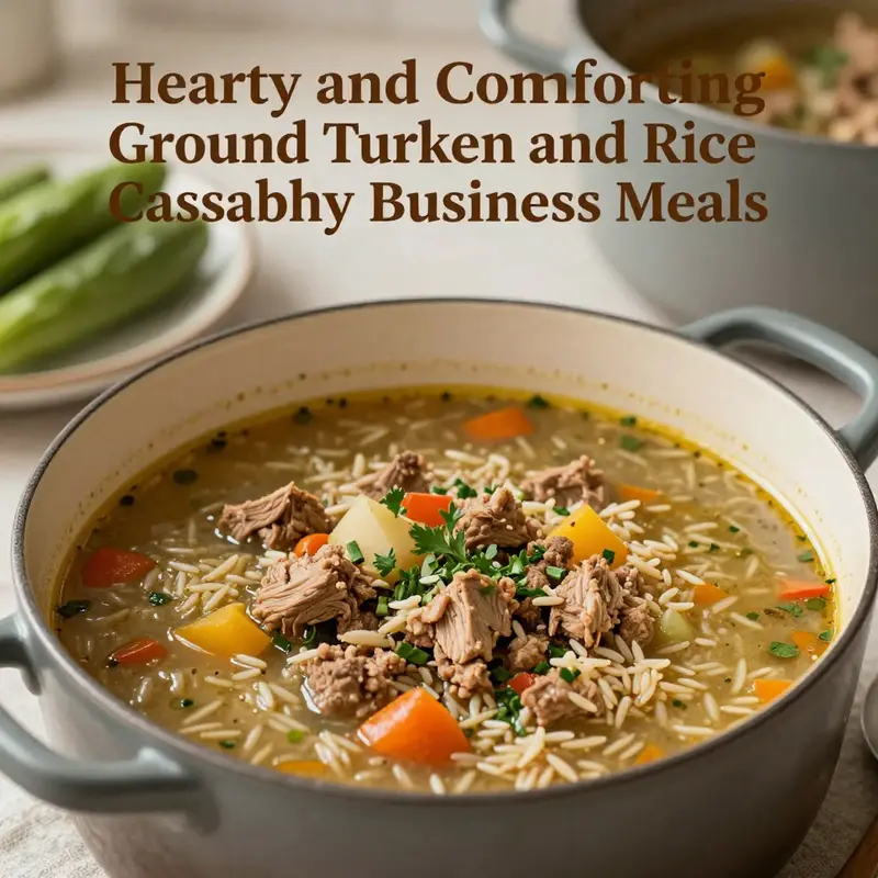 A colorful one-pan meal featuring ground turkey and rice, highlighting convenience and health.