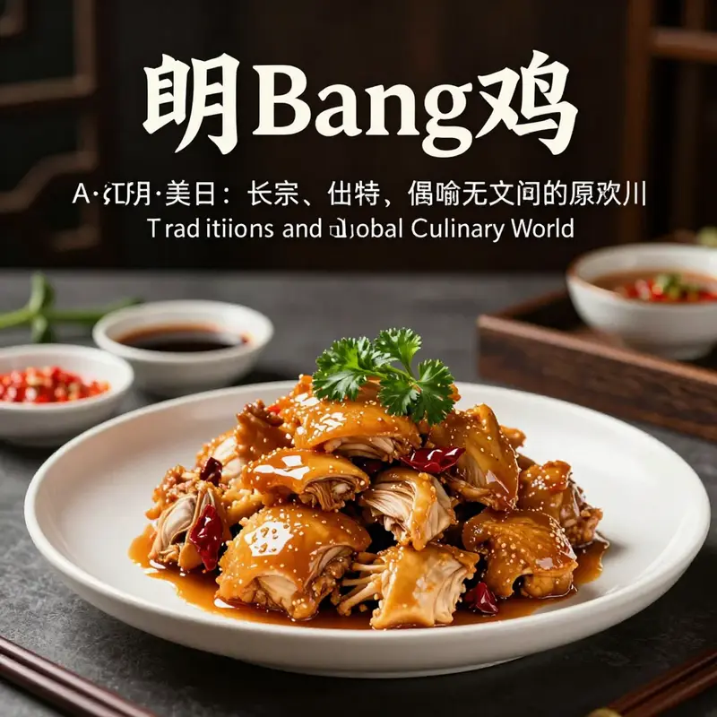 A beautifully arranged platter of Bang Bang Chicken in an elegant dining setting, showcasing fresh herbs and sauces.