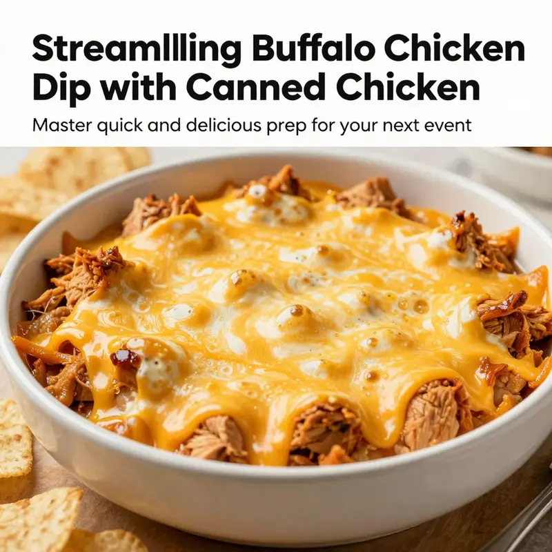 A close-up of buffalo chicken dip with chips, ready to be served.