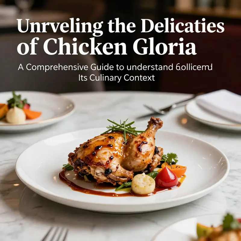 A beautifully plated Chicken Gloria with vibrant garnishes on a stylish dining table.