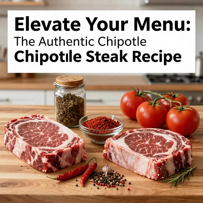 An assortment of fresh ingredients for preparing authentic Chipotle steak.