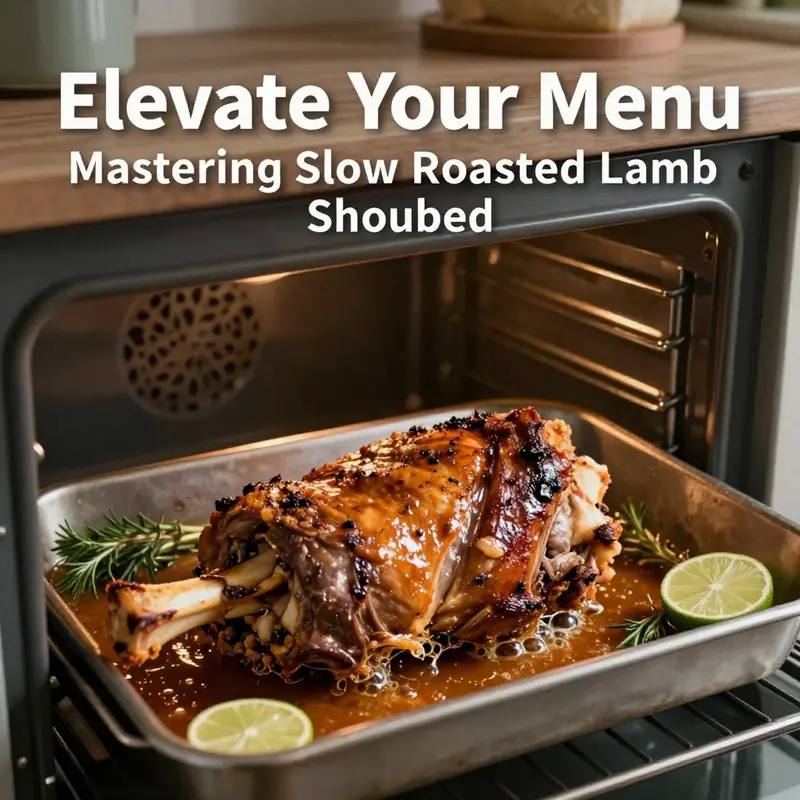 A marinated lamb shoulder, ready for slow roasting, highlighting the importance of flavors in preparation.