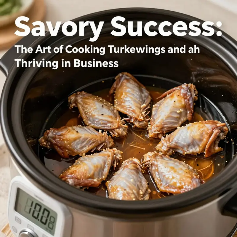 A close-up view of seasoned turkey wings ready for slow cooking, highlighting the use of herbs and spices for maximum flavor.