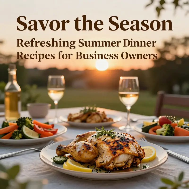 Grilled lemon herb chicken served with vibrant summer vegetables, representing the essence of summer dining.