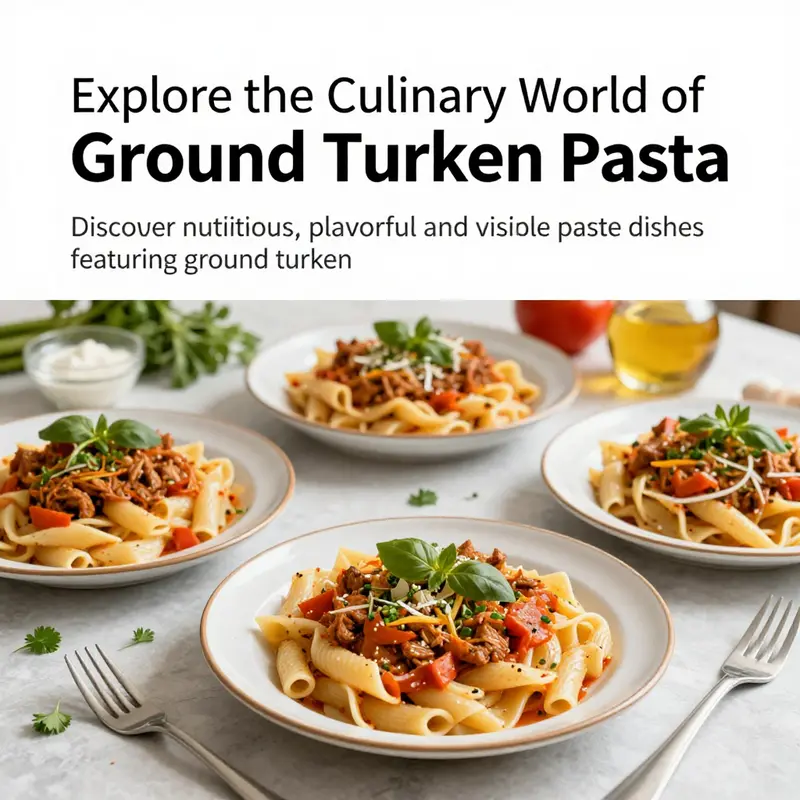 An inviting table featuring multiple ground turkey pasta dishes with fresh ingredients, symbolizing healthy dining choices.