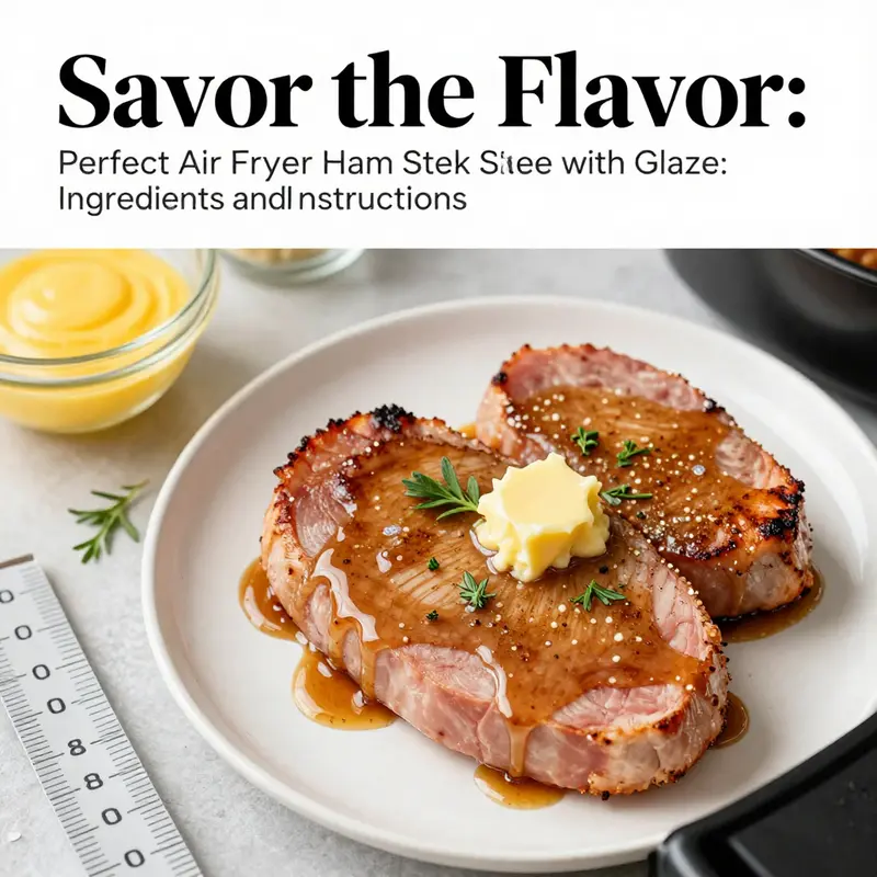 Preparation of the rich glaze for the air fryer ham steak, showcasing the ingredients laid out for a seamless cooking experience.