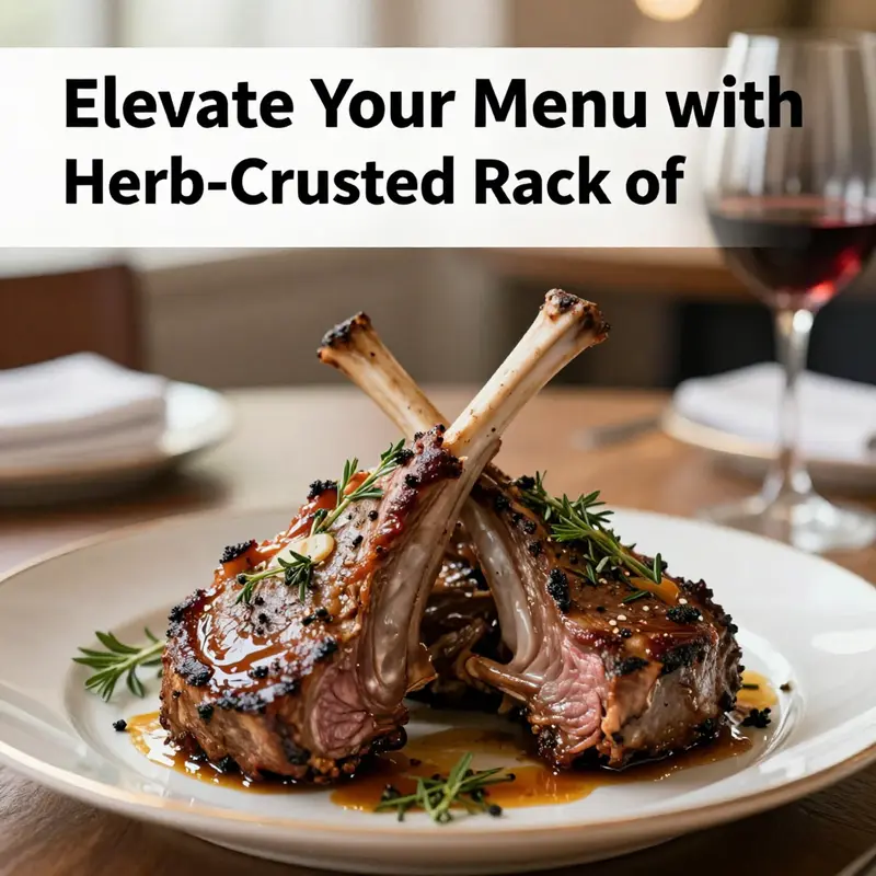 A beautifully presented herb-crusted rack of lamb ready for dining.