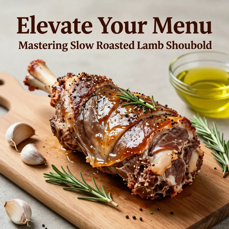 A marinated lamb shoulder, ready for slow roasting, highlighting the importance of flavors in preparation.
