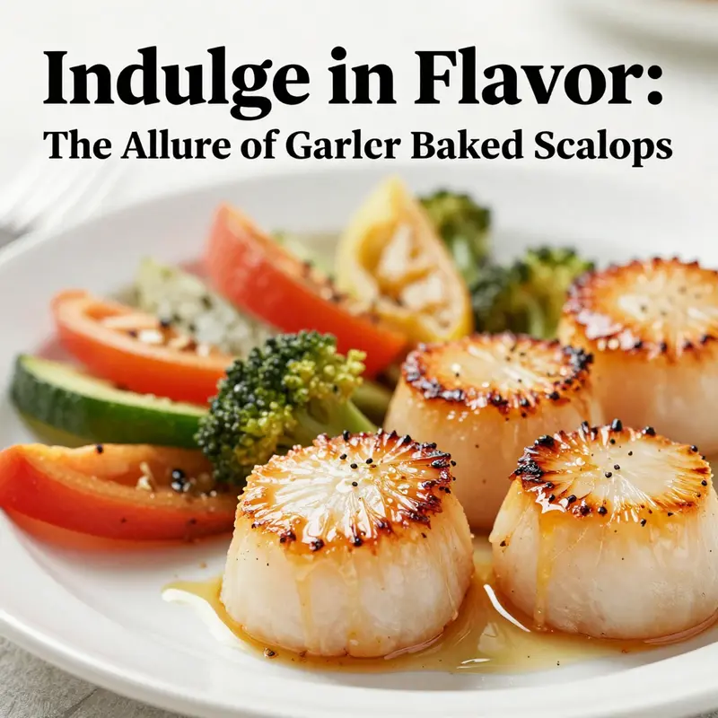 Baked scallops glistening in garlic butter, highlighting the dish’s inviting presentation.