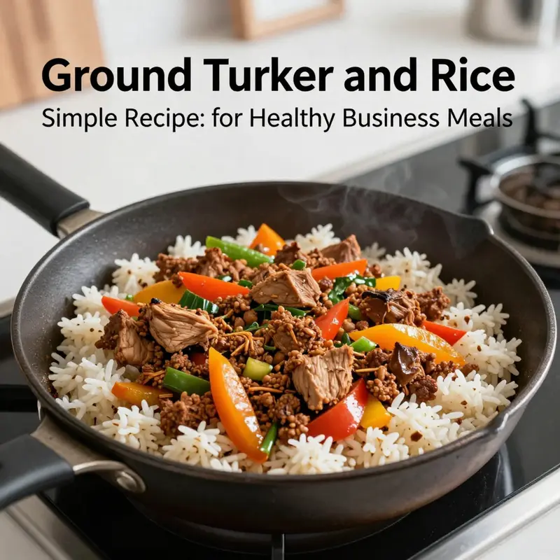 A colorful one-pan meal featuring ground turkey and rice, highlighting convenience and health.
