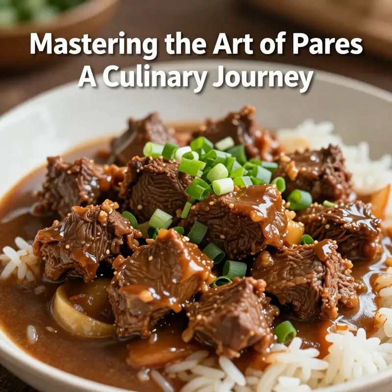 Deliciously prepared Pares served with rice, showcasing its robust flavors.