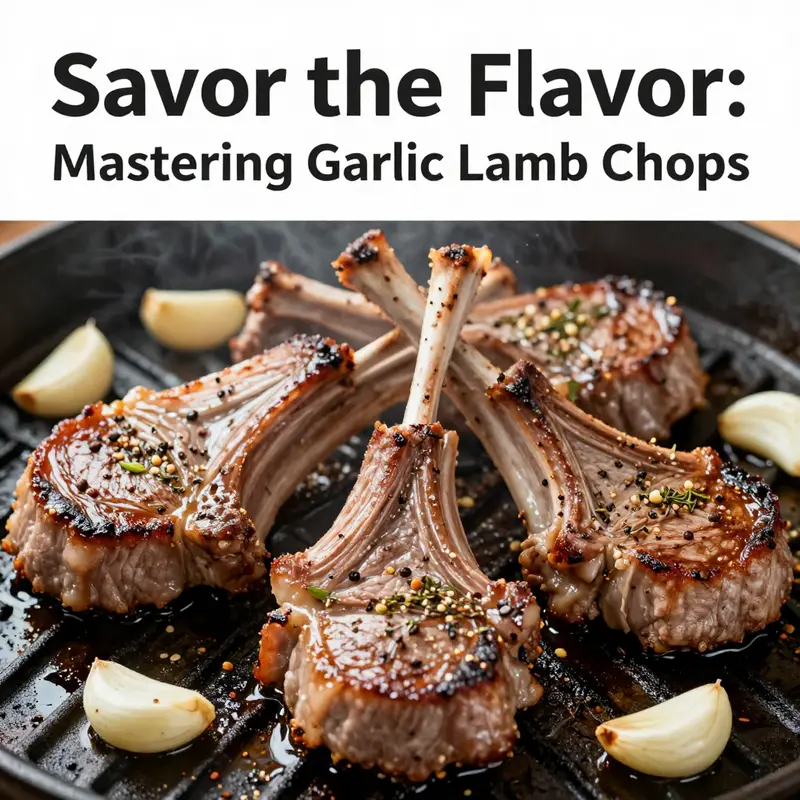 Sizzling garlic lamb chops prepared with aromatic herbs and spices.