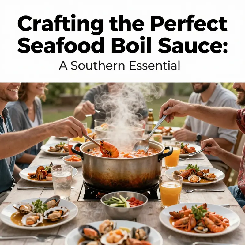 A festive seafood boil gathering showcasing friends enjoying a Southern seafood feast outdoors.