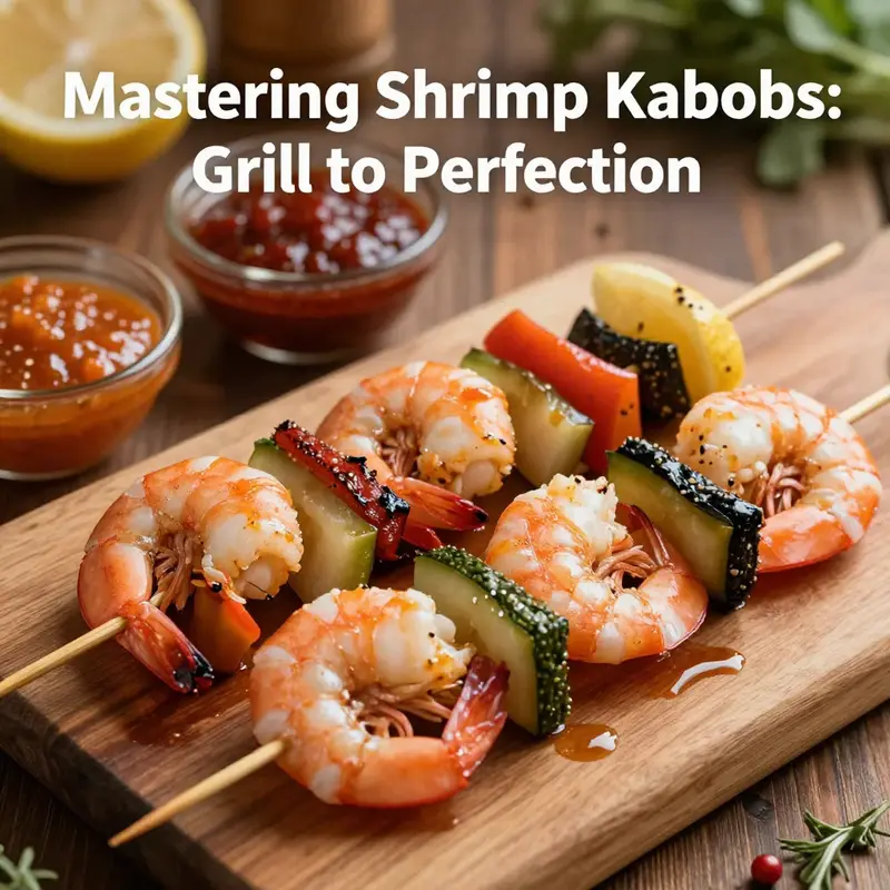 Freshly prepped shrimp kabobs ready for the grill.