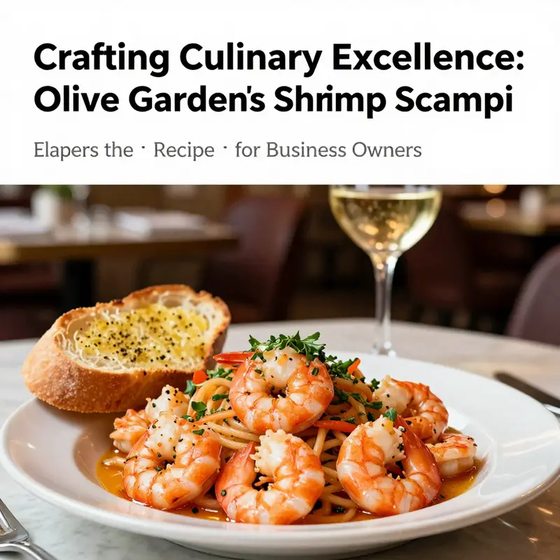 Olive Garden Shrimp Scampi beautifully presented with herbs, garlic bread, and white wine.