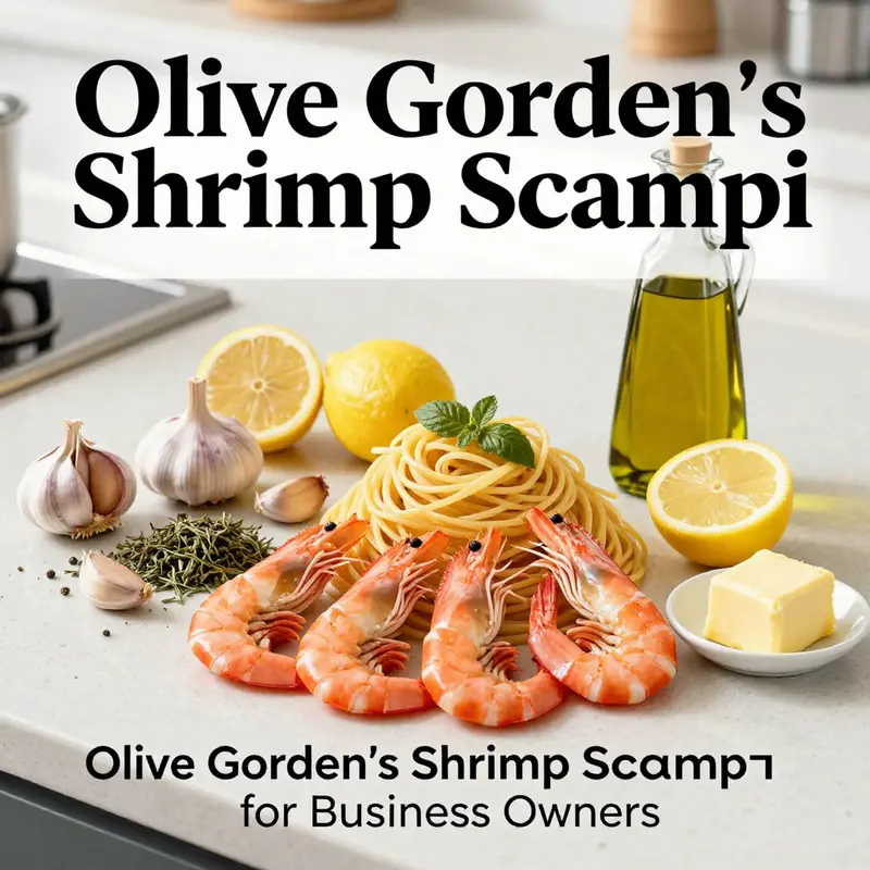 An organized layout of the essential ingredients for the perfect Shrimp Scampi.