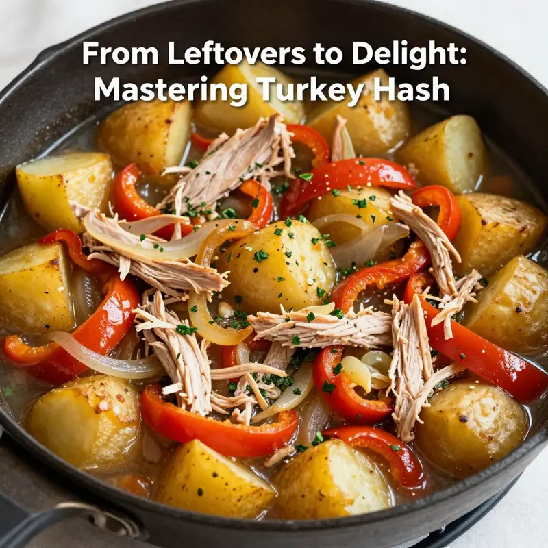 Traditional turkey hash, cooked to perfection, showcasing the symphony of flavors and textures.