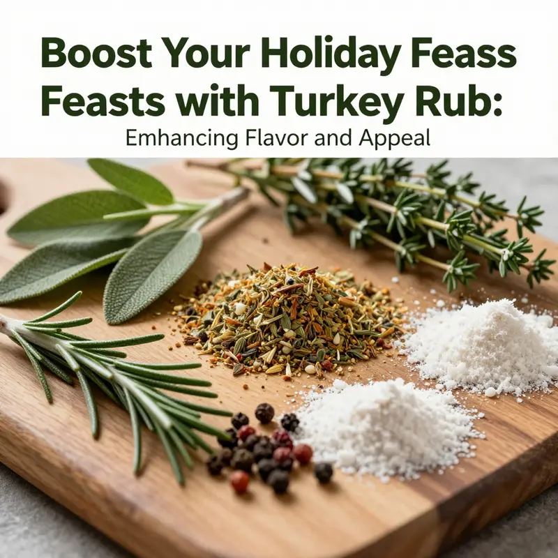 Fresh herbs and spices essential to making a flavorful turkey rub.
