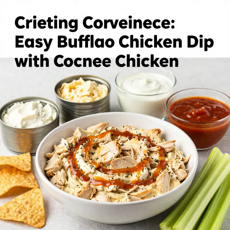An assortment of ingredients used in the preparation of easy buffalo chicken dip with canned chicken.