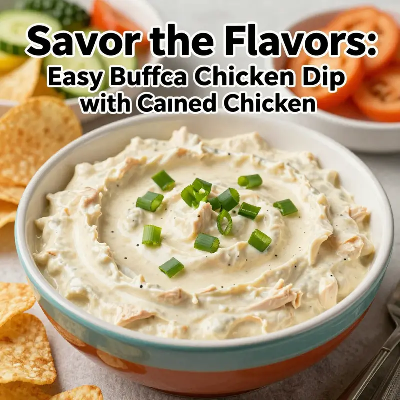 Creamy buffalo chicken dip made with canned chicken, perfect for parties.
