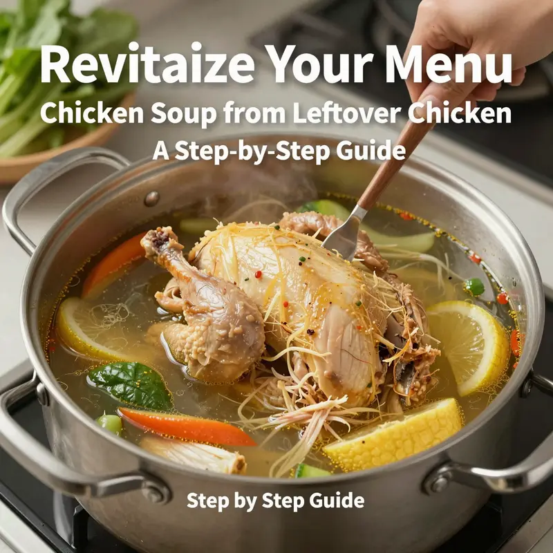 Step-by-step process of transforming leftover rotisserie chicken into a nourishing soup.