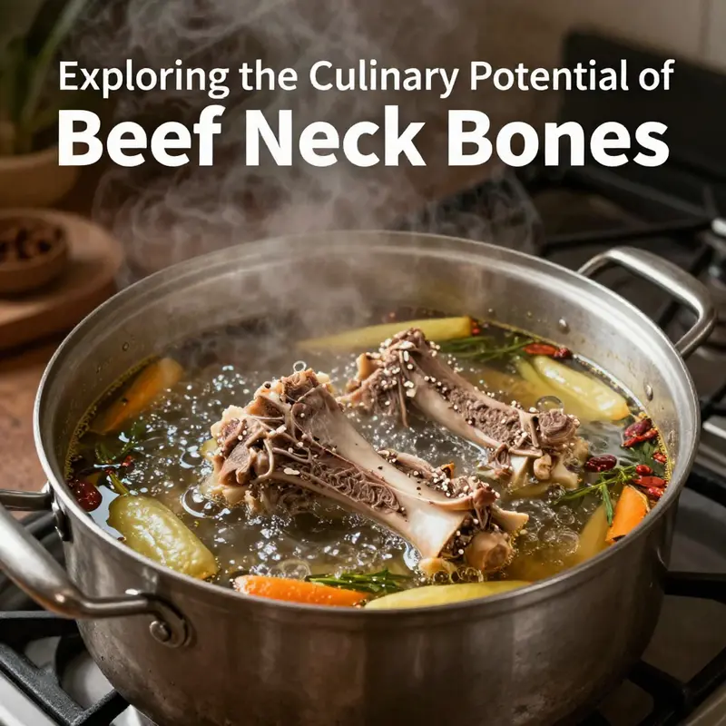 Classic beef neck bones broth simmering with vegetables and herbs.