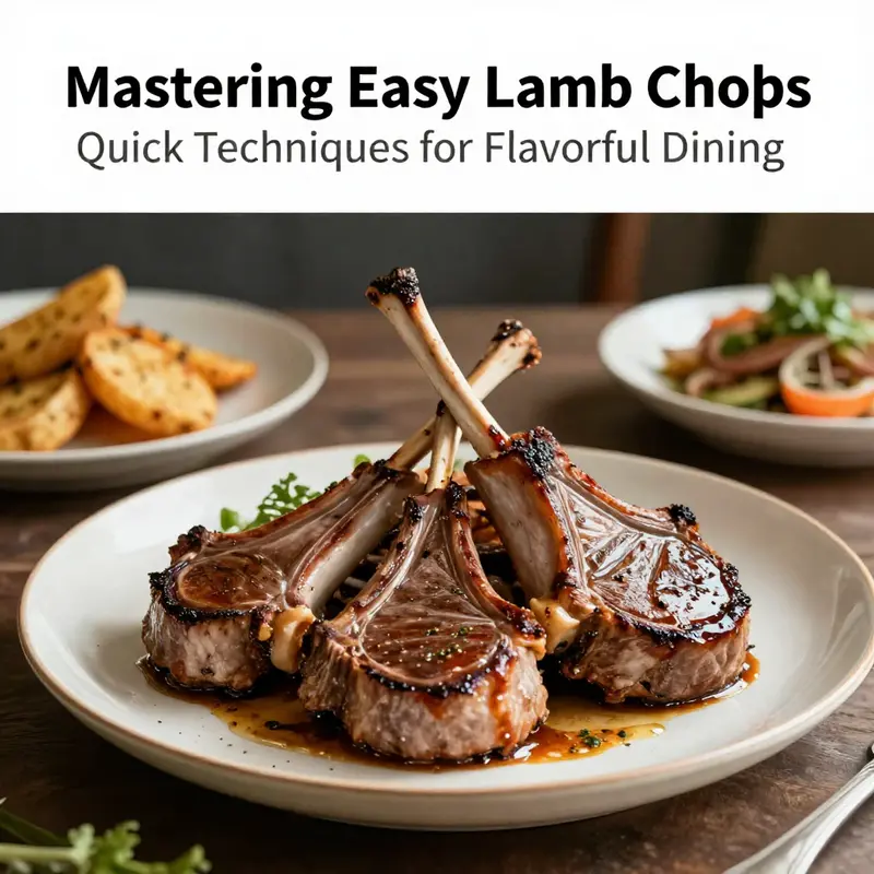 An elegant presentation of lamb chops and complementary sides, showcasing gourmet cooking at its finest.