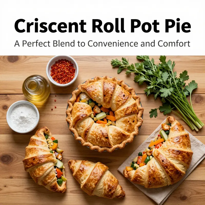 A display of fresh ingredients used in crescent roll pot pie, showcasing the essentials for a hearty meal.