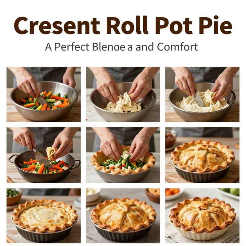 A display of fresh ingredients used in crescent roll pot pie, showcasing the essentials for a hearty meal.