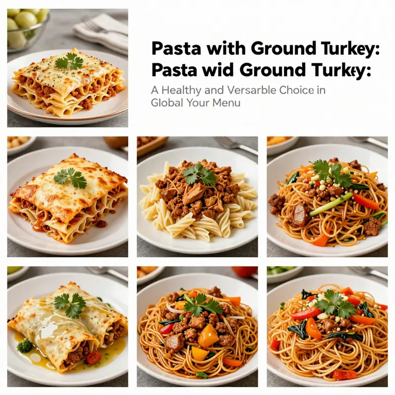 A colorful dish showcasing the nutritional profile of pasta with ground turkey.
