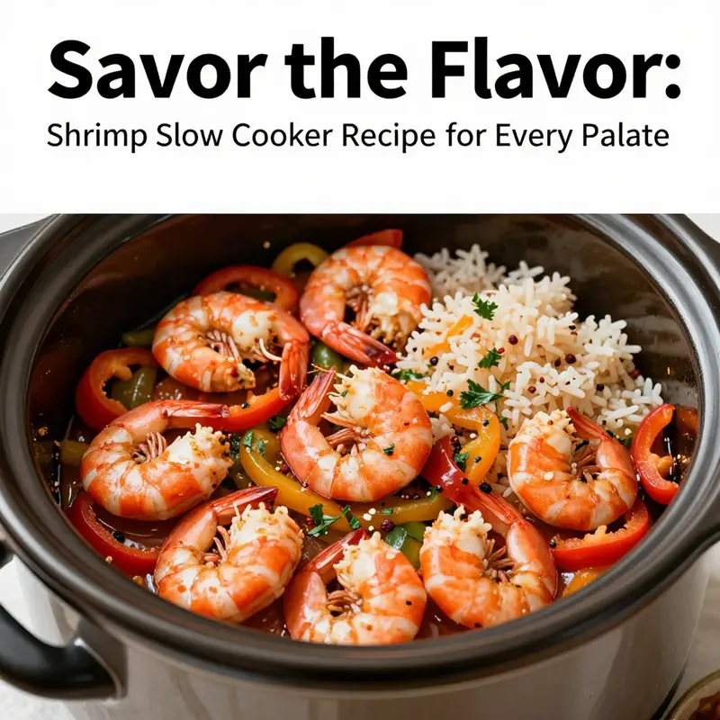 Delicious shrimp slow cooker dish with colorful ingredients ready to serve.