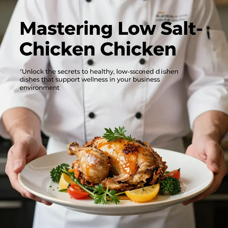 A stunning low-salt chicken dish garnished with fresh herbs and vegetables, representing healthy dining options.