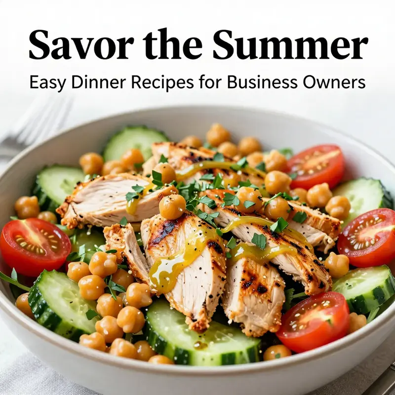 A refreshing grilled chicken chickpea salad loaded with nutrition, perfect for summer nights.