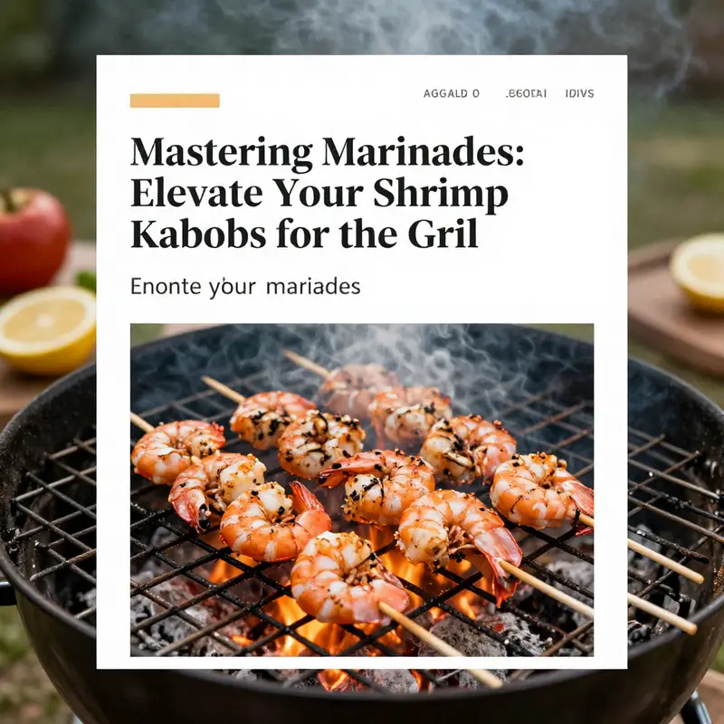 A vibrant outdoor grill with shrimp kabobs cooking over flames, representing the ideal grilling experience.