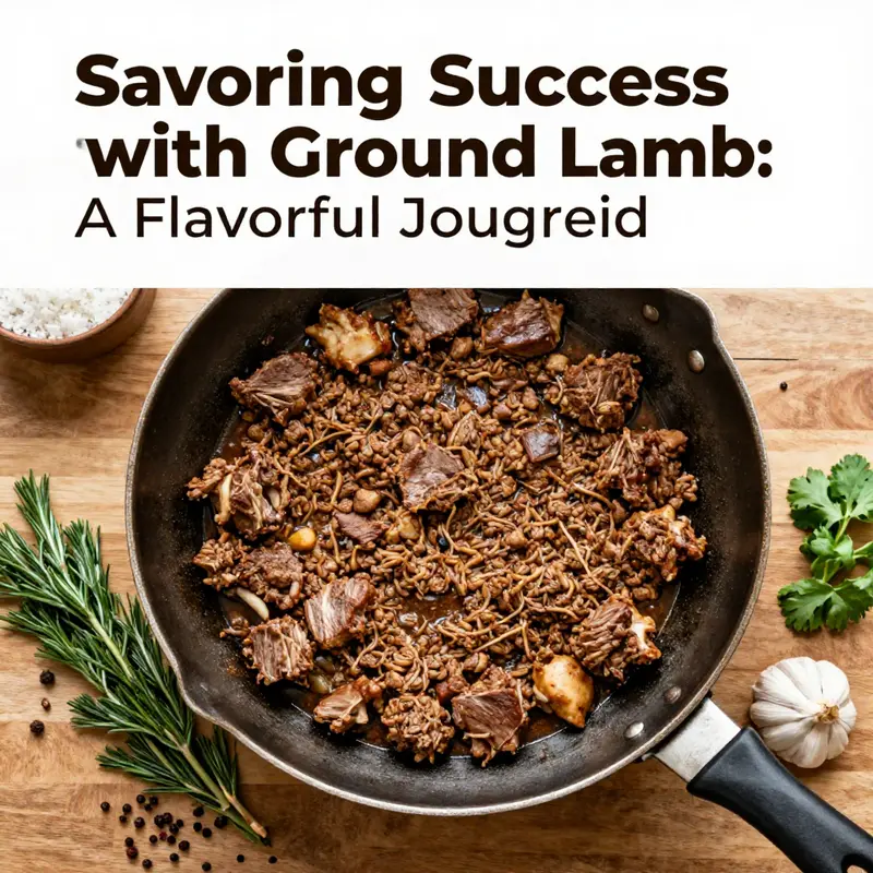 Ground lamb browning in a skillet, showcasing essential cooking techniques and vibrant ingredients.