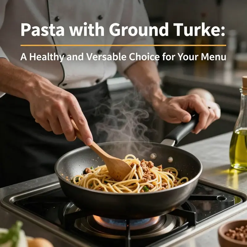 A colorful dish showcasing the nutritional profile of pasta with ground turkey.