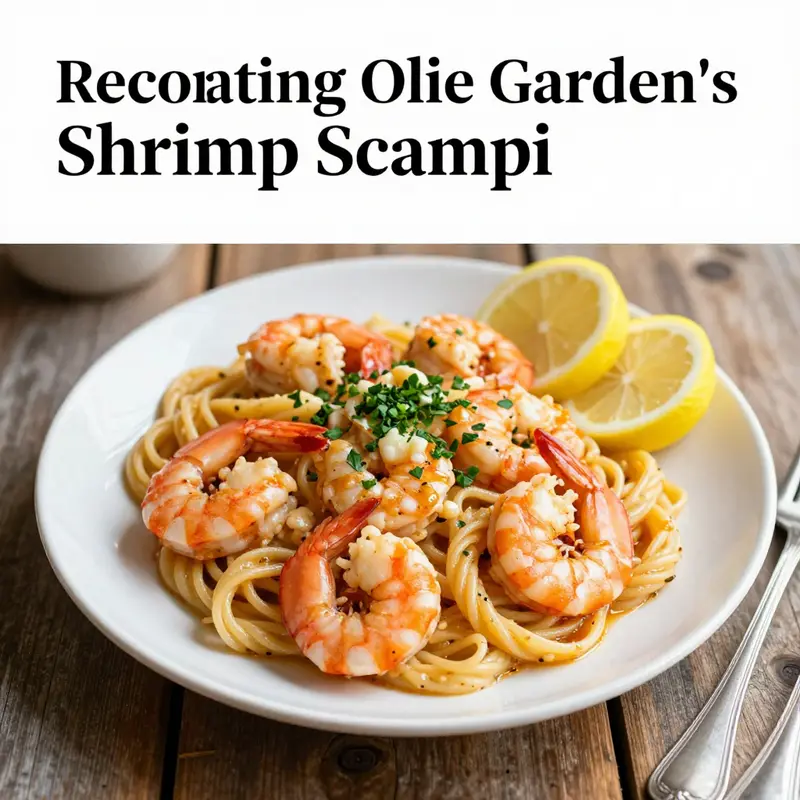 A home-style version of Olive Garden’s shrimp scampi, elegantly presented to highlight its rich flavors.