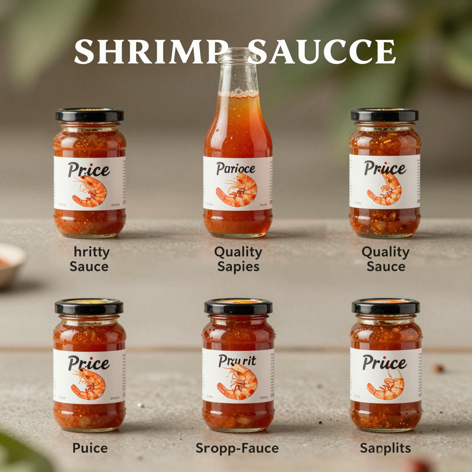 Infographic illustrating various shrimp sauce suppliers with details on pricing, quality, and distribution options.