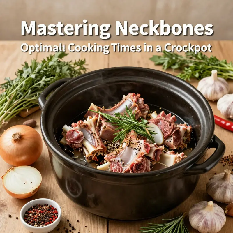 Delicious neckbones being cooked in a crockpot, demonstrating ideal duration and techniques for tender results.