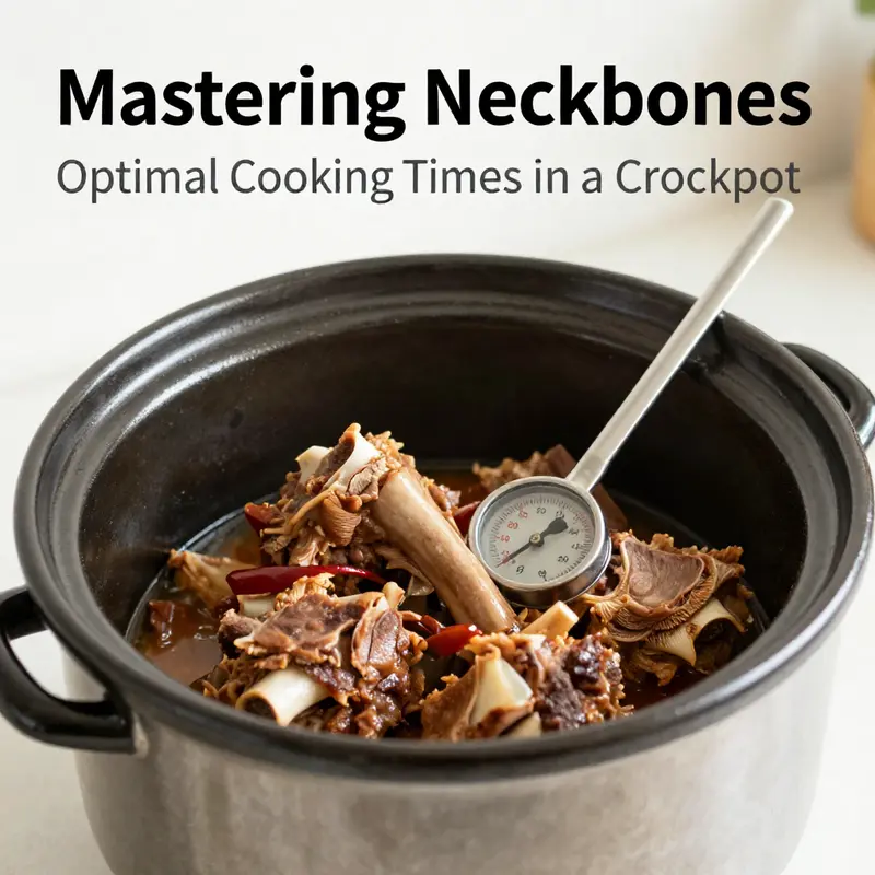 Delicious neckbones being cooked in a crockpot, demonstrating ideal duration and techniques for tender results.