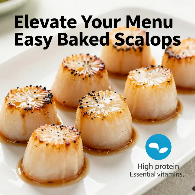 An artistic presentation of baked scallops, showcasing enticing flavor pairings.