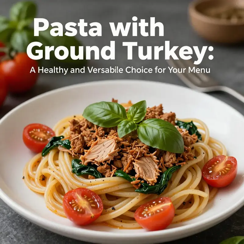 A colorful dish showcasing the nutritional profile of pasta with ground turkey.