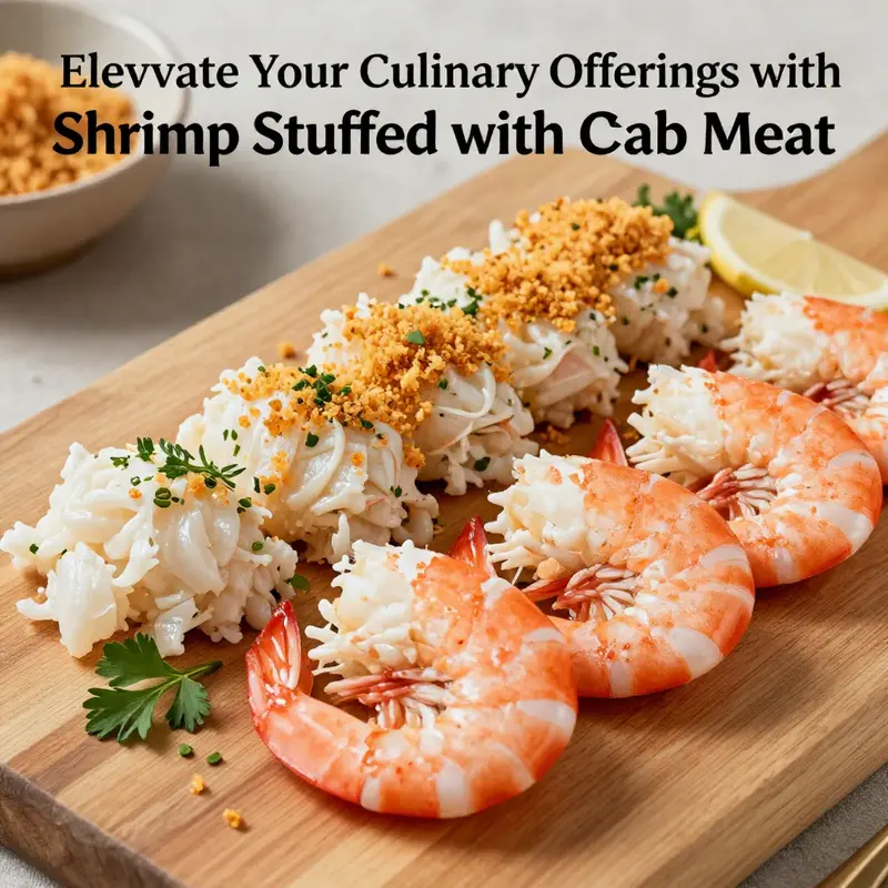 An exquisite presentation of shrimp stuffed with crab meat, emphasizing gourmet culinary techniques.