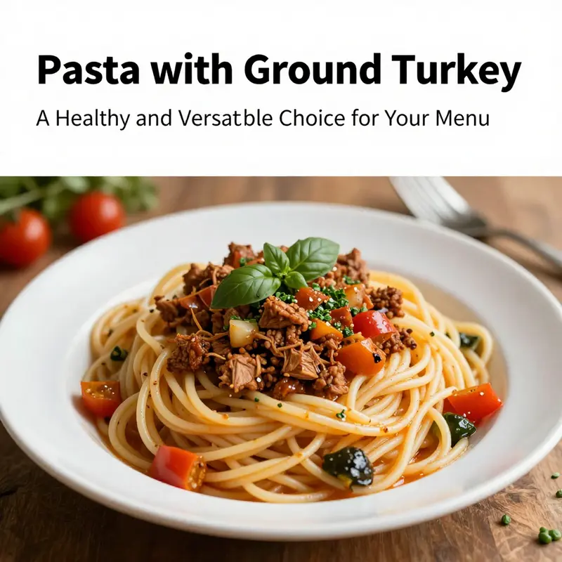 A plate of pasta topped with ground turkey and fresh vegetables, enticing diners with its appealing presentation.