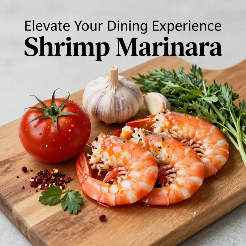 A visually appealing presentation of the shrimp marinara dish, highlighting the colors and freshness.